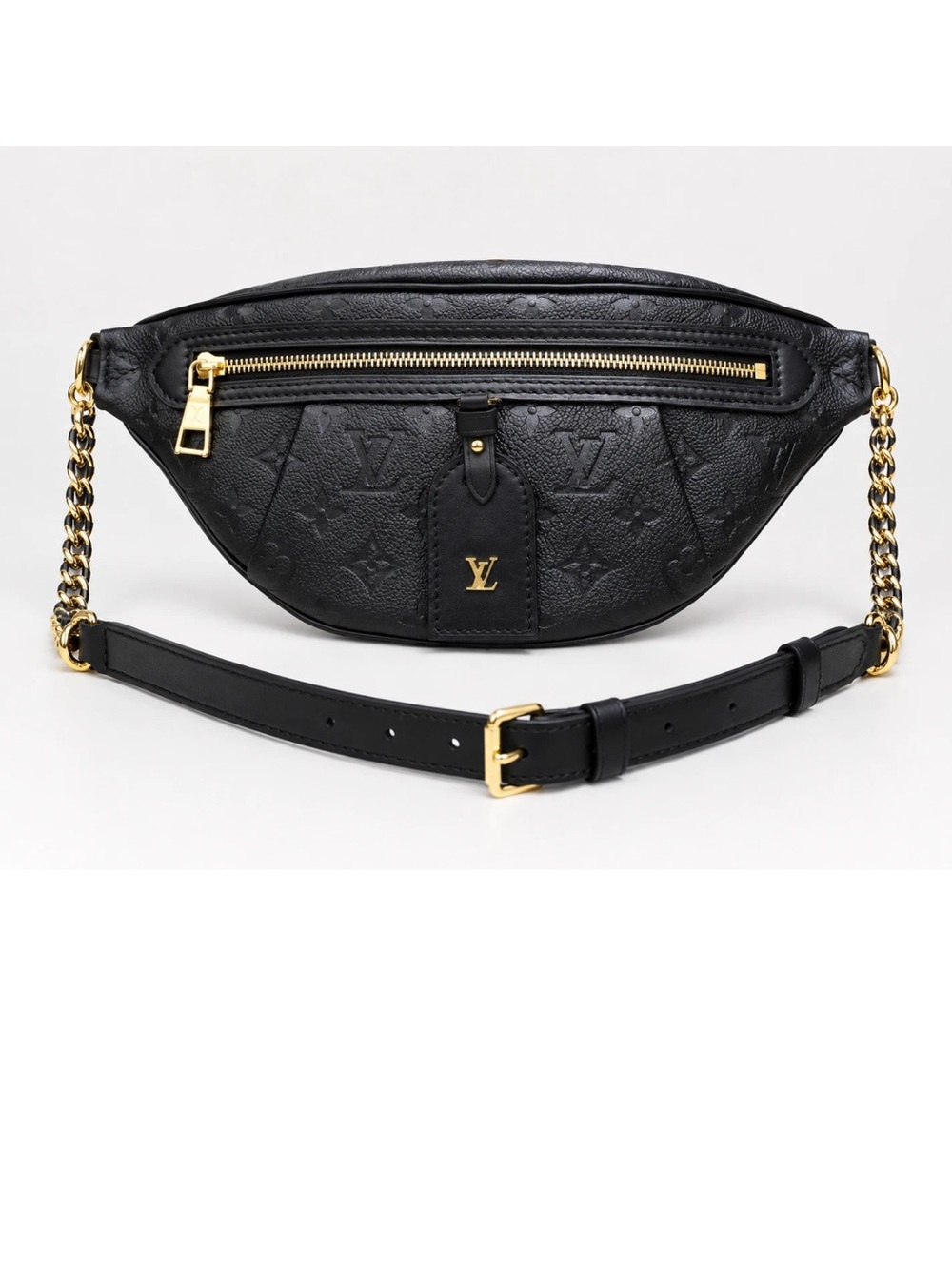Louis Vuitton Black Monogram Empreinte Belt Bag with Gold Hardware
